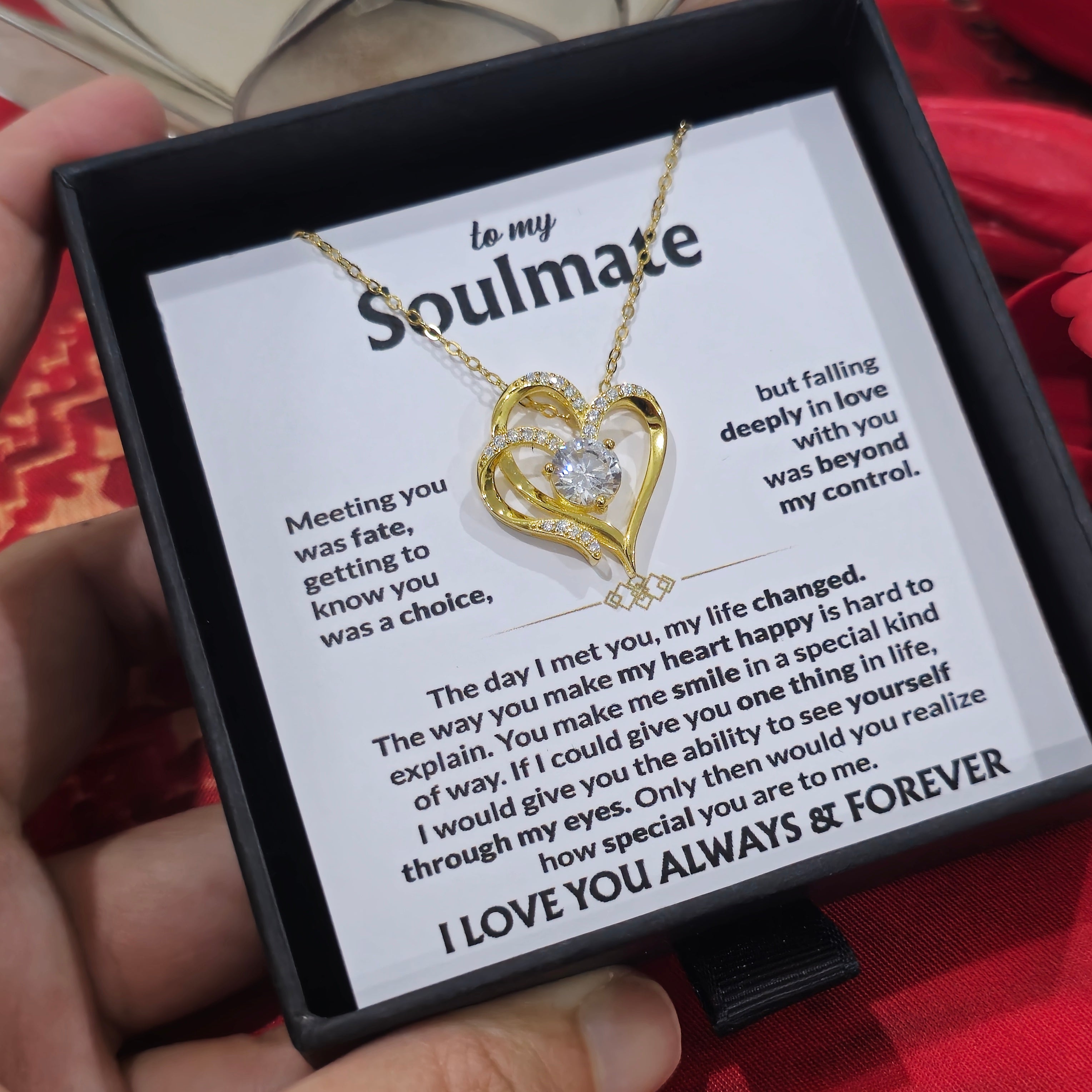 To My Soulmate- Double Heart Necklace- Represents The Bond With Her
