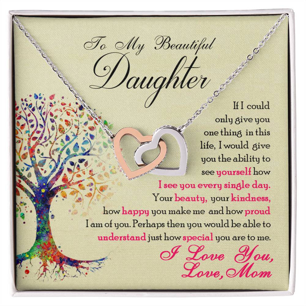 To My Daughter - See Yourself Through My Eyes, Love Mom Necklace Gift