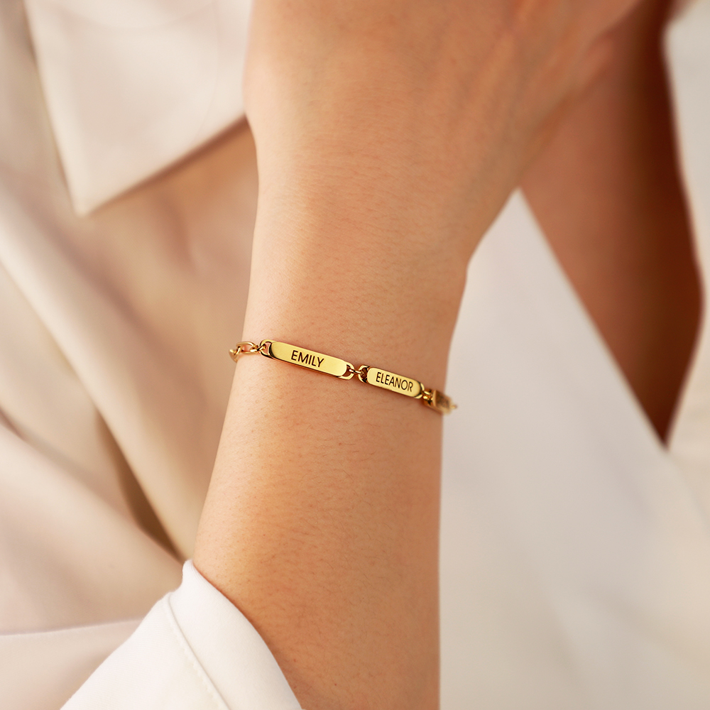 Mother's Day Gift Personalized Chain Link Bracelet With Custom Charms