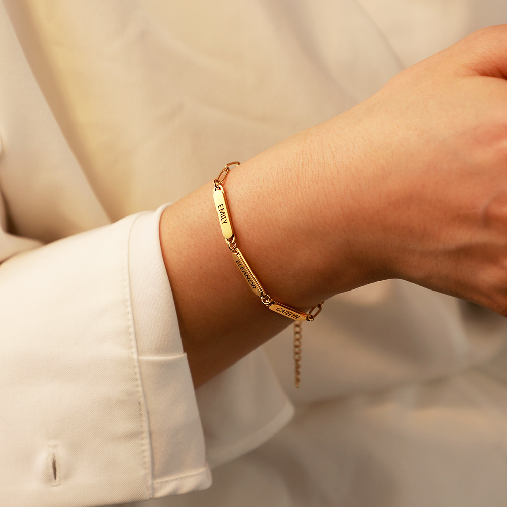 Mother's Day Gift Personalized Chain Link Bracelet With Custom Charms