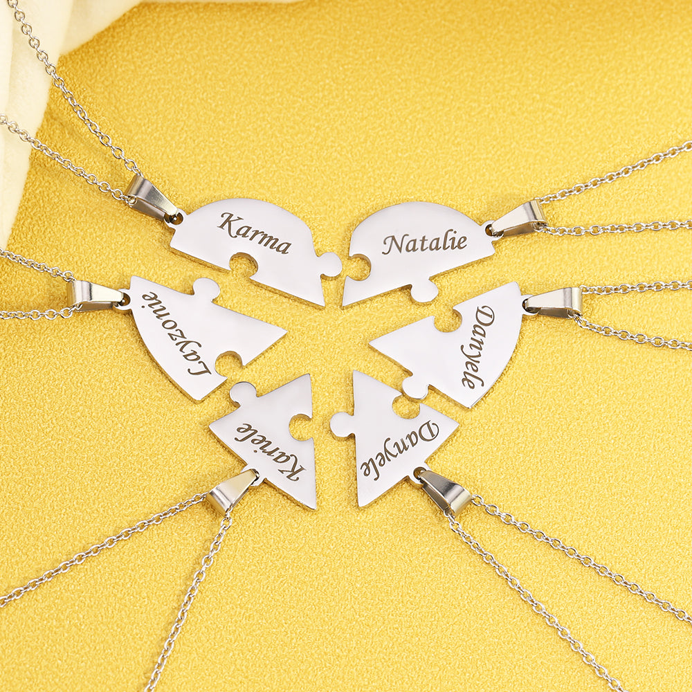Family/Sibling/BFF Gift Personalized Heart Puzzle Pieces Necklace or Bracelet