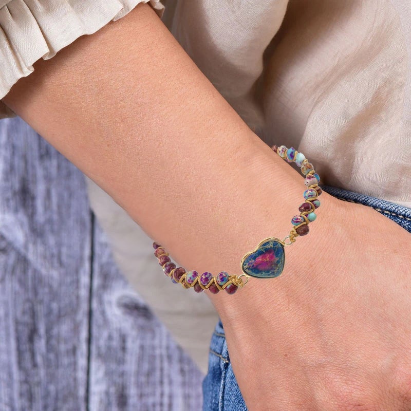 To My Granddaughter - Passionate Heart Jasper Bracelet