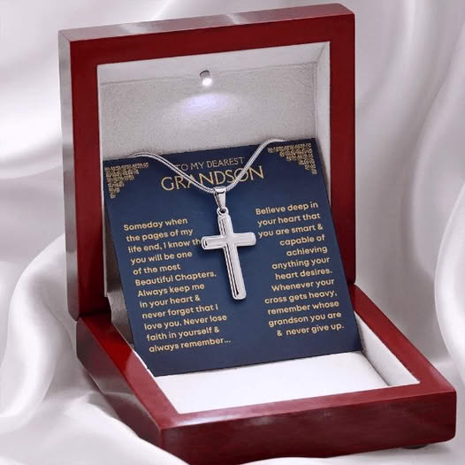 Last Day 75% OFF - To My Grandson - Never Lose Faith Cross Necklace