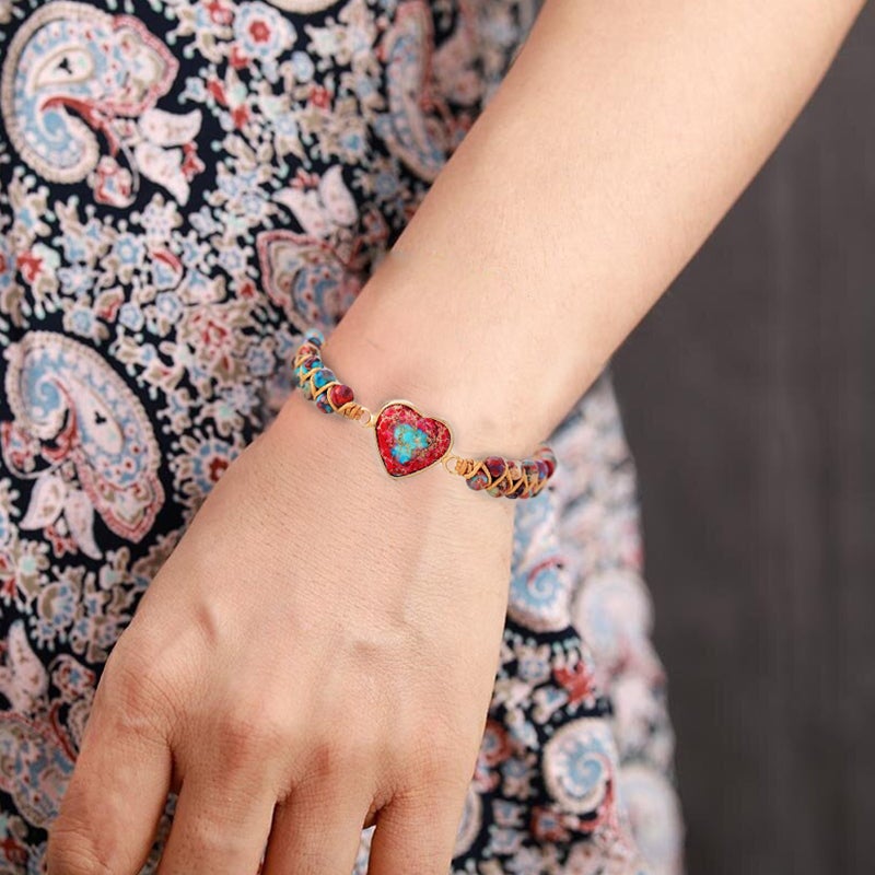 To My Granddaughter - Passionate Heart Jasper Bracelet