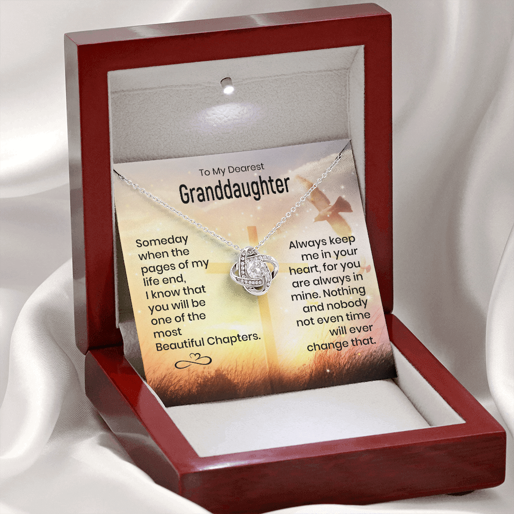To My Granddaughter - Heart Melt Message - Knot Necklace