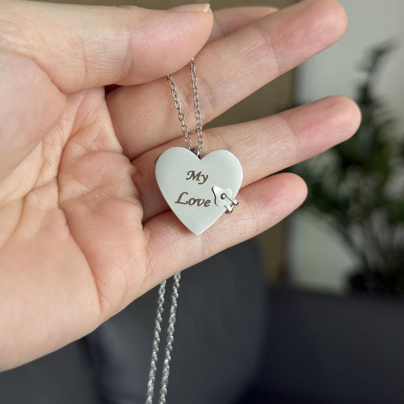 My Love Book Necklace - Heart Pendant with Engraved Text