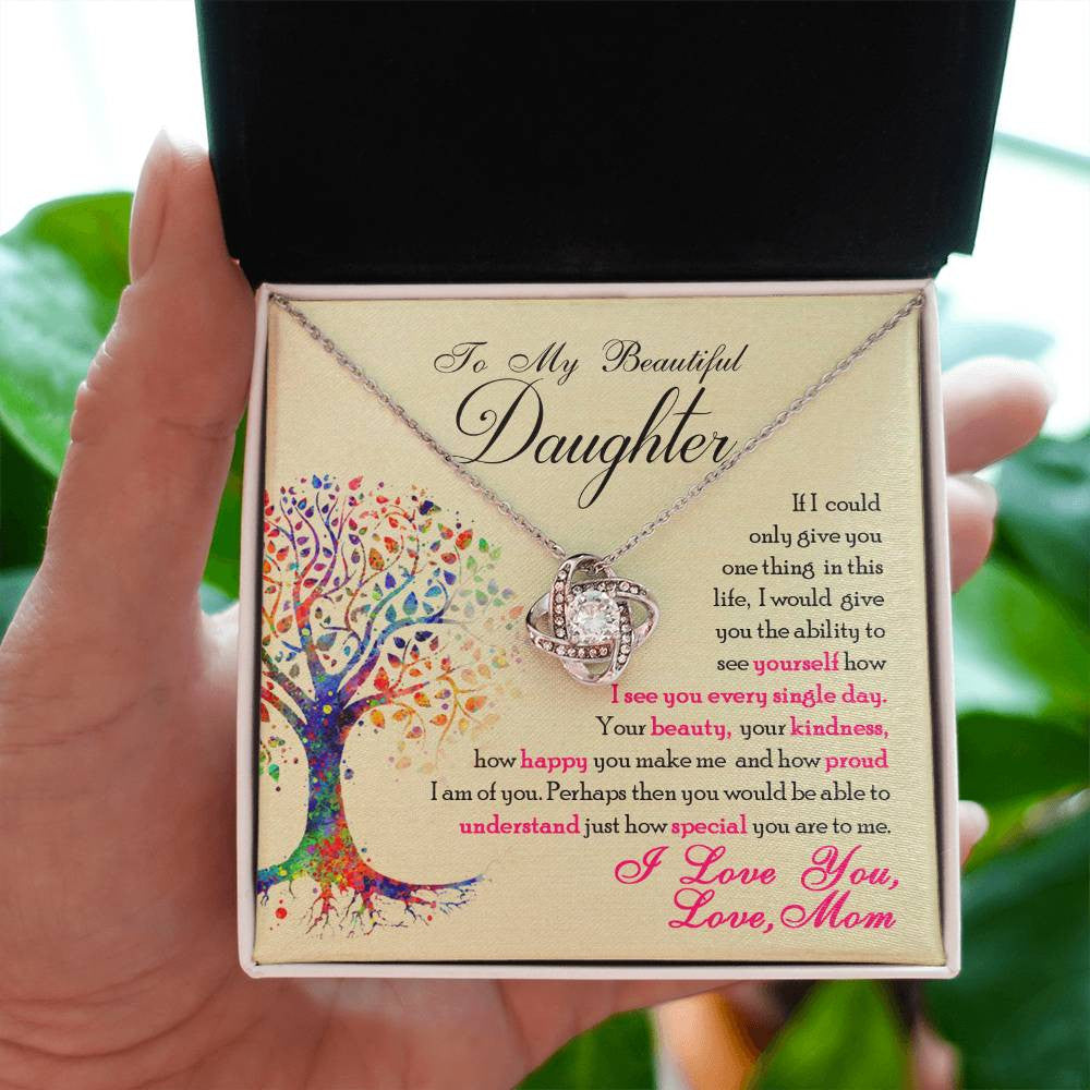 To My Daughter - See Yourself Through My Eyes, Love Mom Necklace Gift