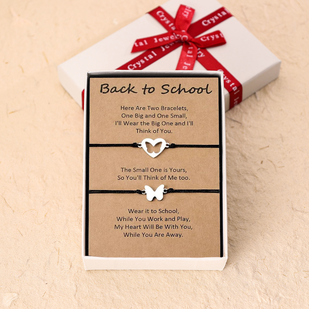 Back To School Butterfly Bracelet Set, Adjustable Bracelets Gift With Gift Card Set For Kids