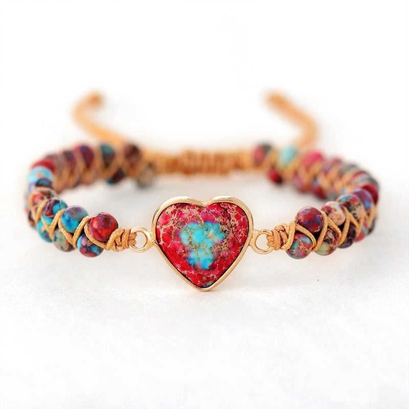 To My Granddaughter - Passionate Heart Jasper Bracelet