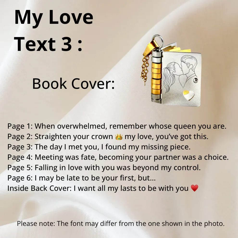 For Love - I Love You Book Necklace