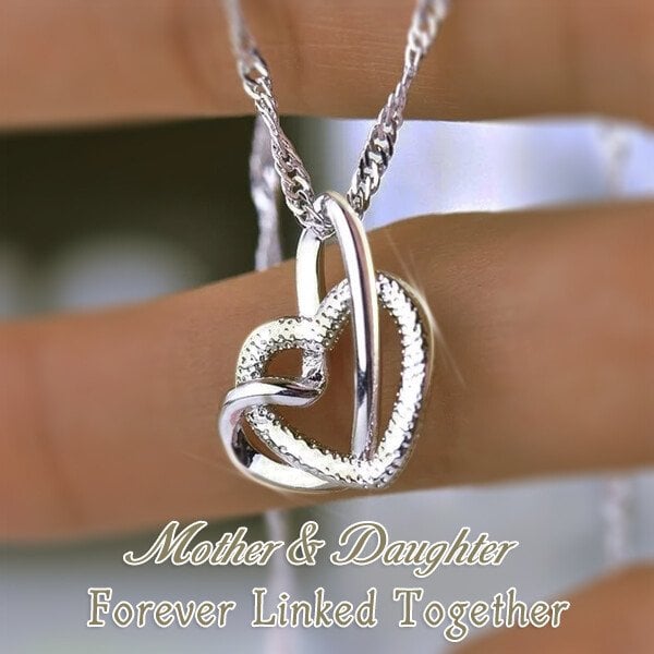 2024 💕Interlocking Heart Necklace - Mother & Daughter 👩👧 Forever Linked Together