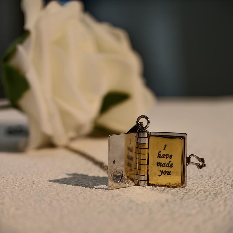 Bible Verse Necklace - Openable Mini Book Pendant Stainless Steel Metal Coating Delicate Design Scripture Engraving Classic Verses Daily Reminder Faith Style