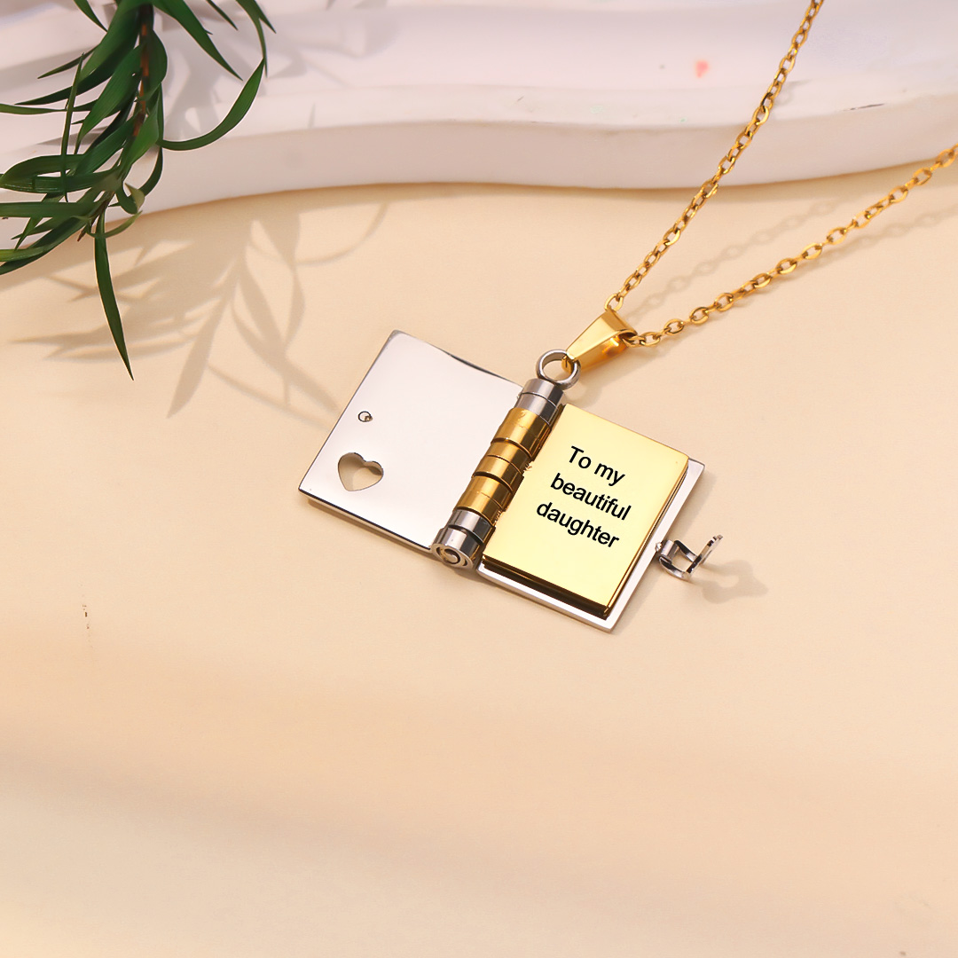 For Daughter - I'm Proud to Be Your Father Book Necklace