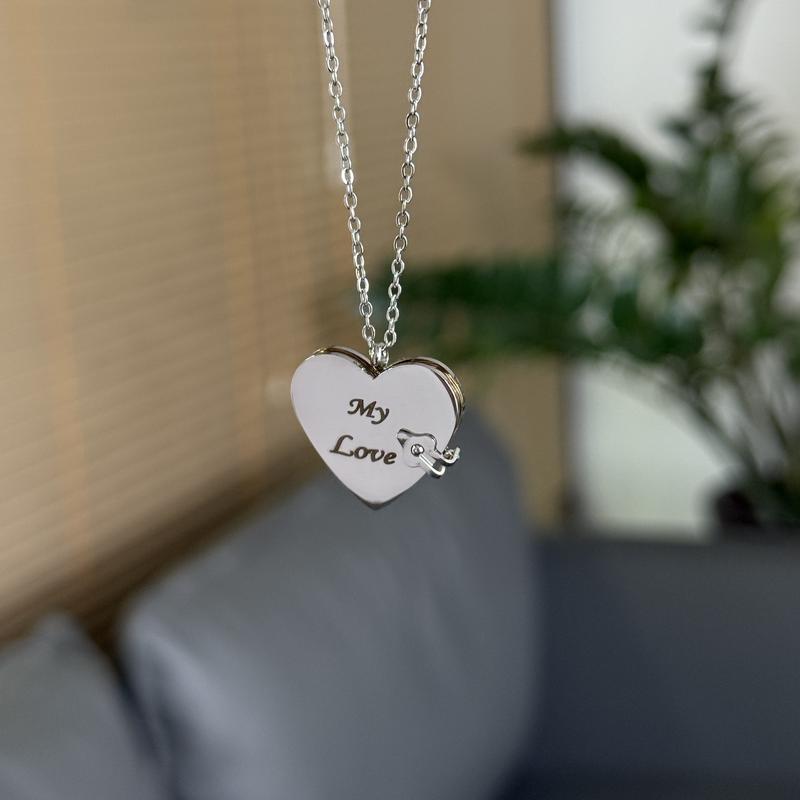 My Love Book Necklace - Heart Pendant with Engraved Text