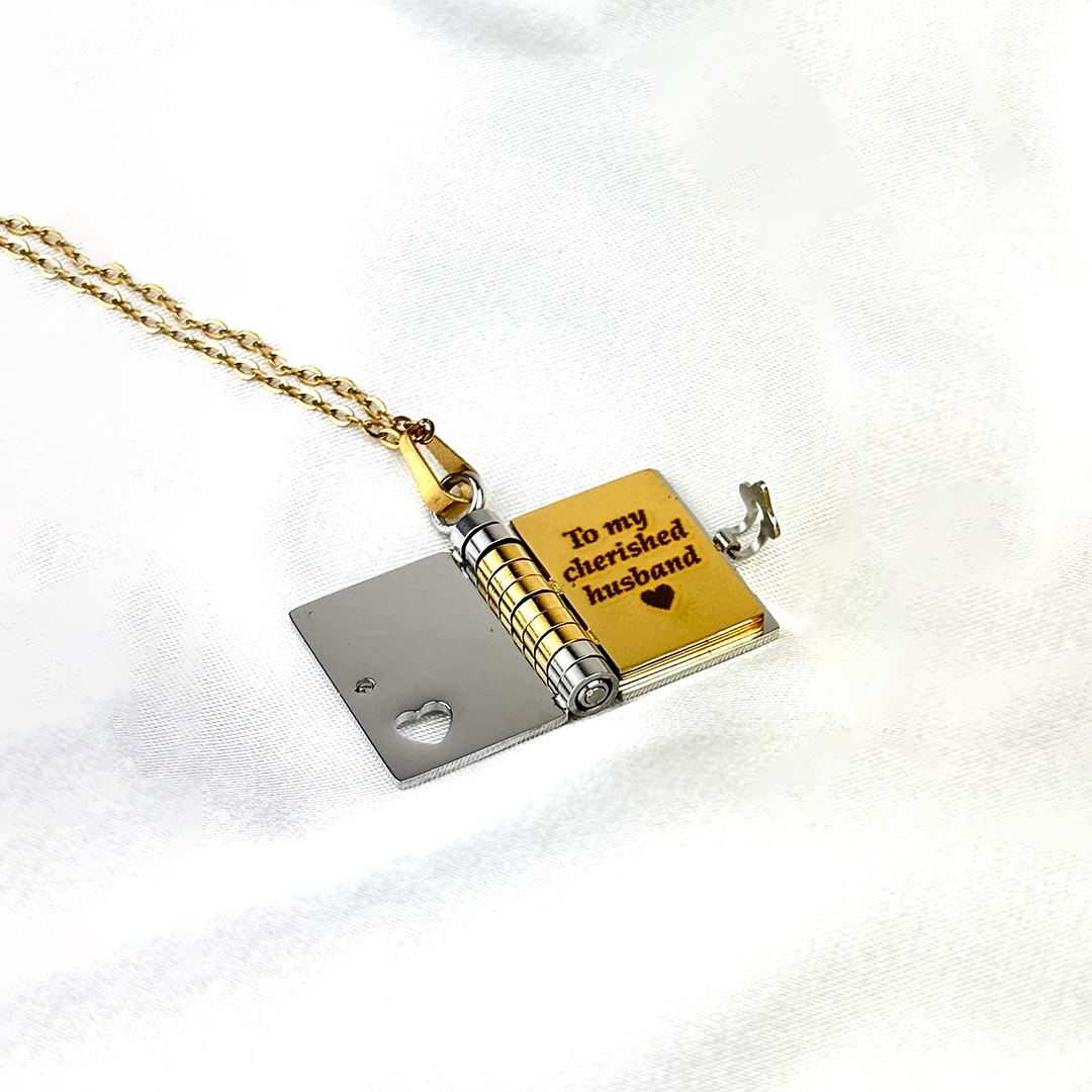 My Husband Book Necklace