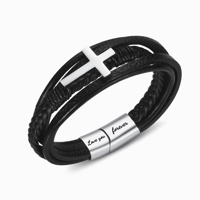 To My Son Love You Forever Cross Bracelet