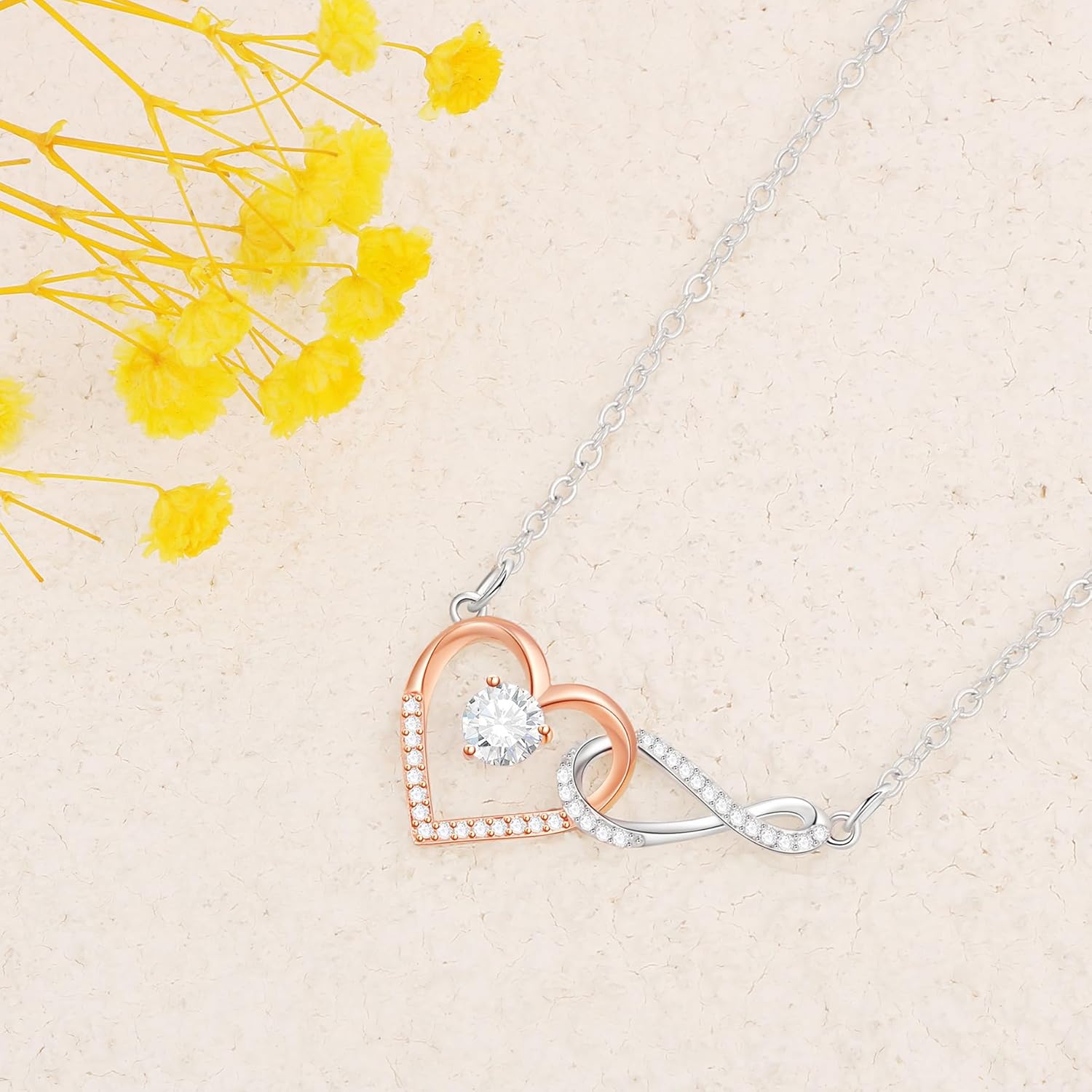 Infinity Heart Necklaces Rose Gold Necklace Jewelry for Mothers Day