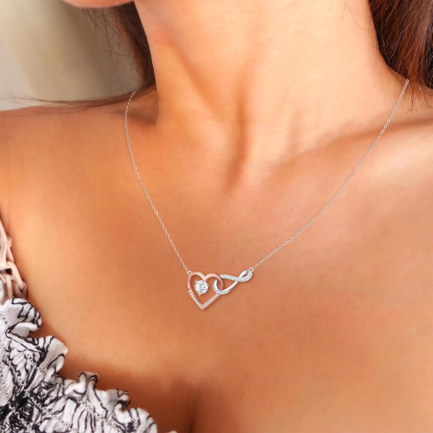 Infinity Heart Necklaces Rose Gold Necklace Jewelry for Mothers Day