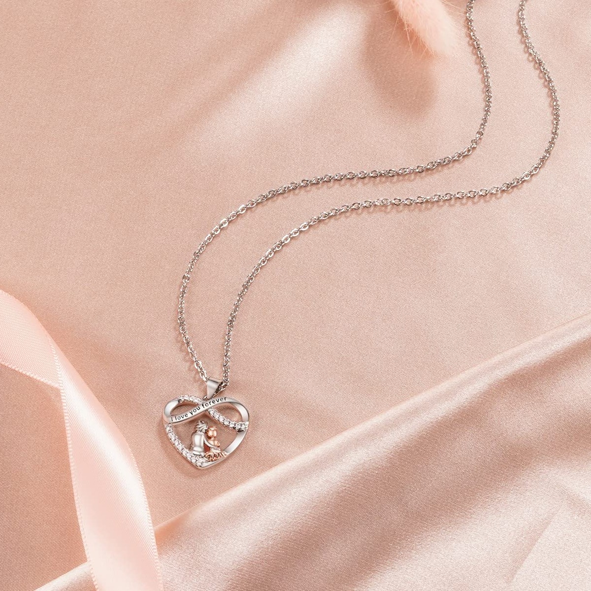 For Granddaughter - S925 Grandma and Granddaughter Necklace With LED Wooden Pack
