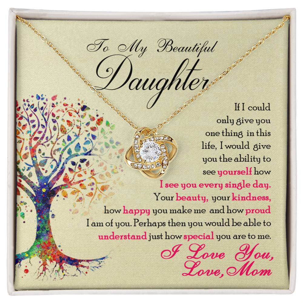 To My Daughter - See Yourself Through My Eyes, Love Mom Necklace Gift