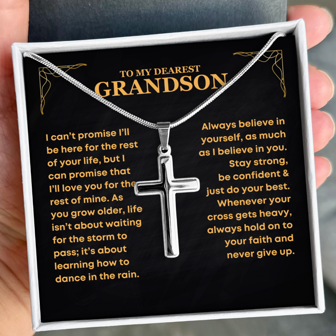 To My Grandson, Believe - Cross Necklace (GS69)