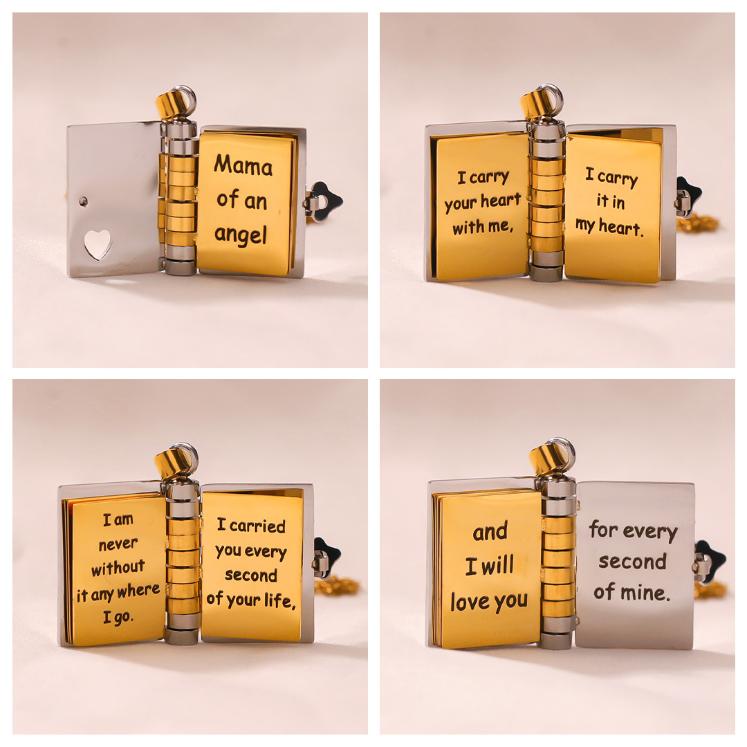 For Memorial - Mama of An Angel Book Necklace