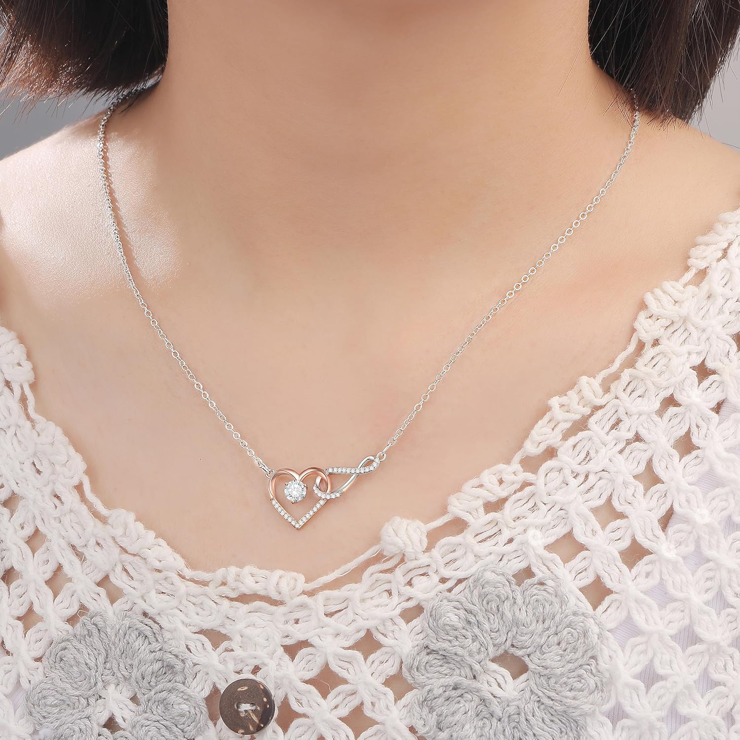 Infinity Heart Necklaces Rose Gold Necklace Jewelry for Mothers Day