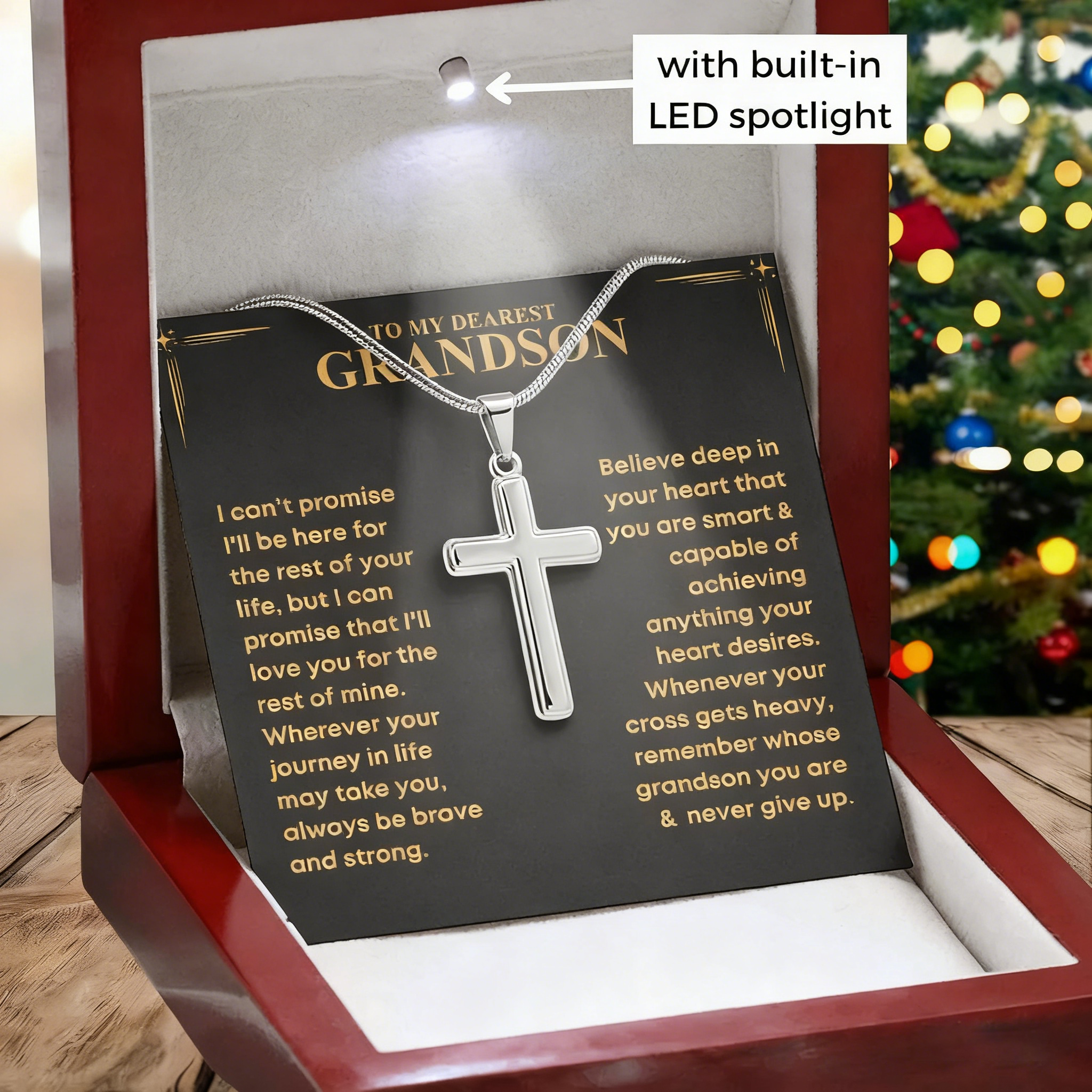 To My Grandson, Never Give Up - Cross Necklace (GS86)