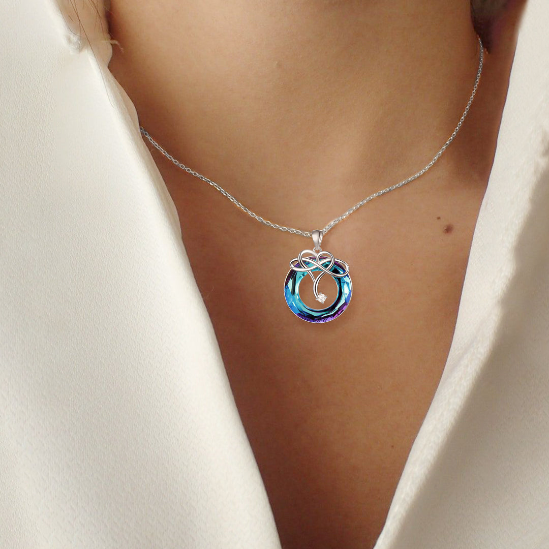 For Daughter - S925 I Love You until Infinity Runs Out Crystal Infinity Necklace