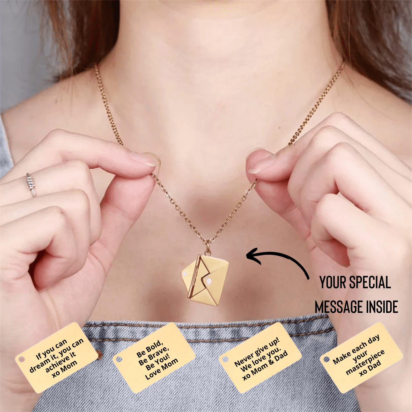 Custom Love Photo Letter Envelope Necklace