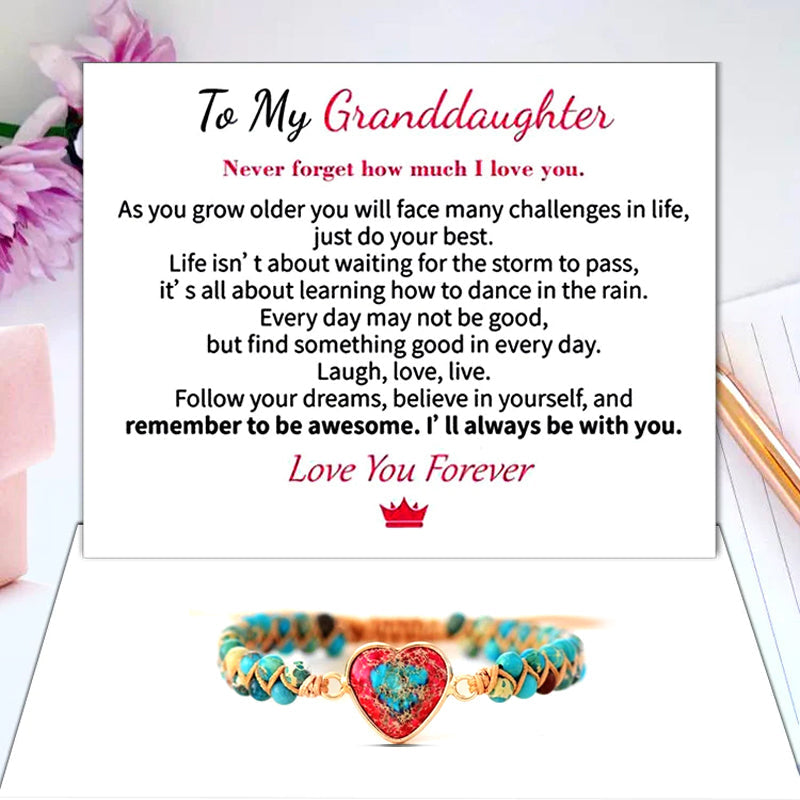 To My Granddaughter - Passionate Heart Jasper Bracelet