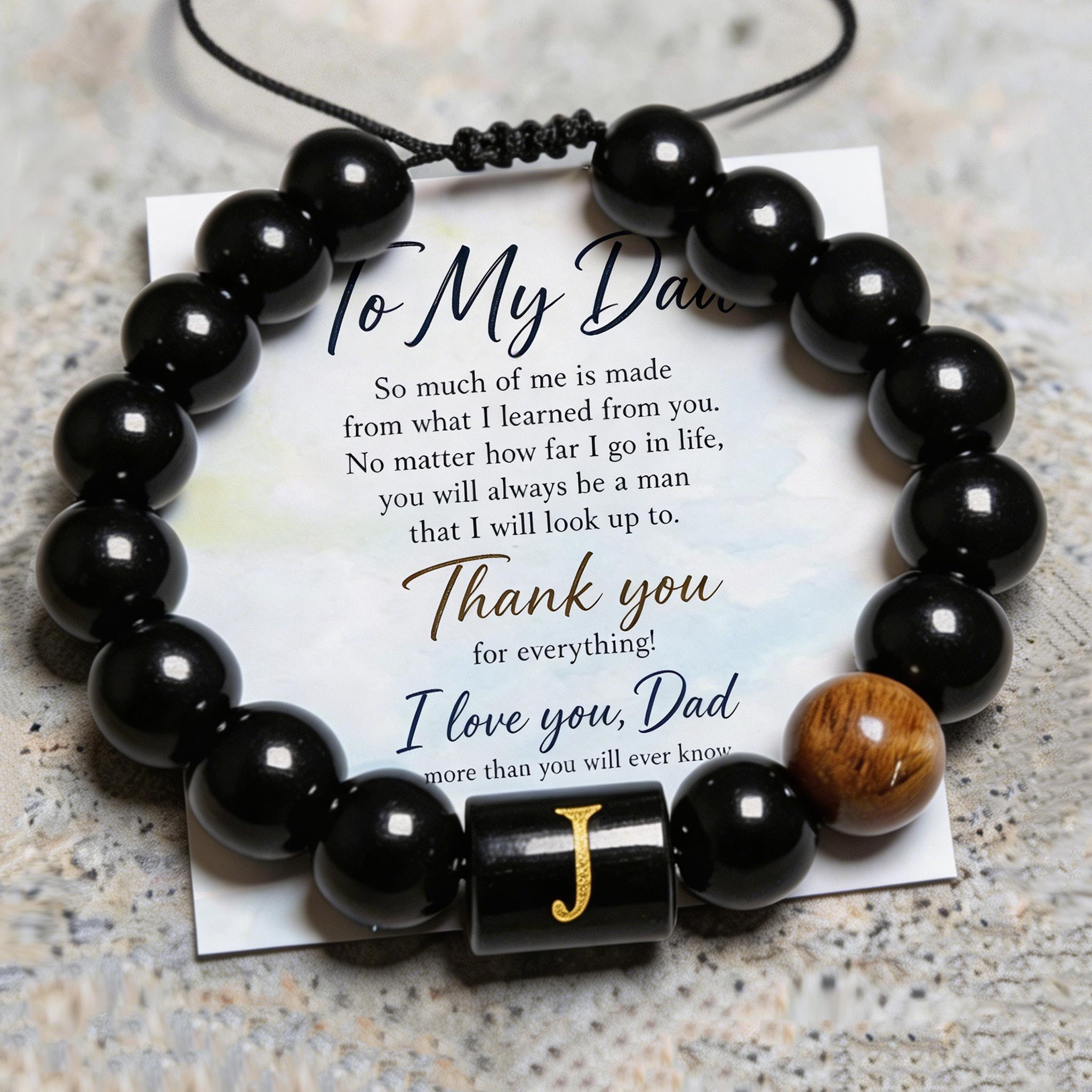 Natural Stone Initial Bracelet For Men