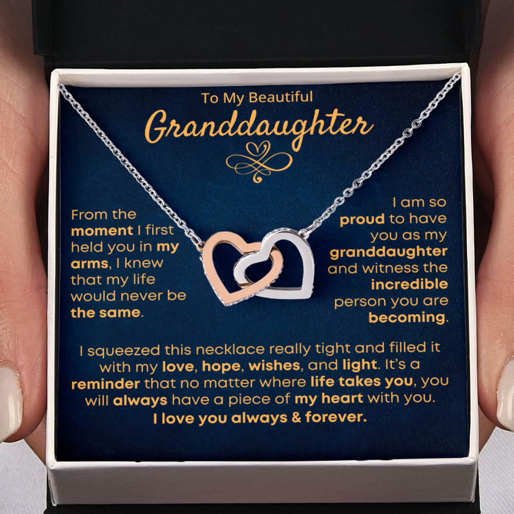 Granddaughter, Piece Of My Heart - Interlocking Hearts Necklace (GD101)