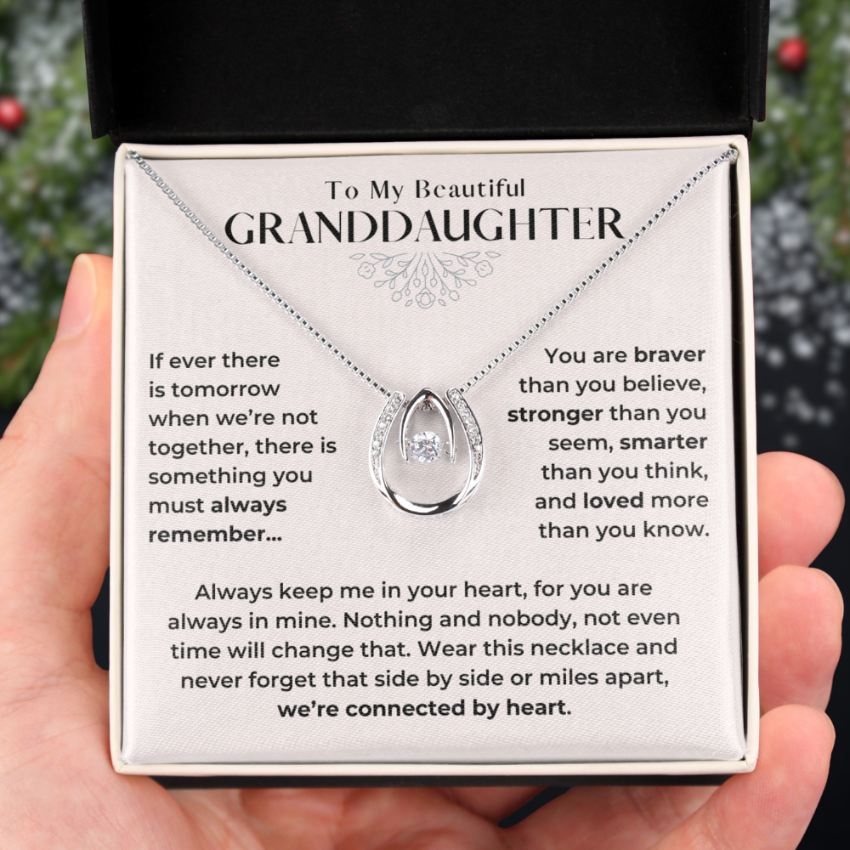 To My Granddaughter, Lucky Horseshoe Necklace (GD113)
