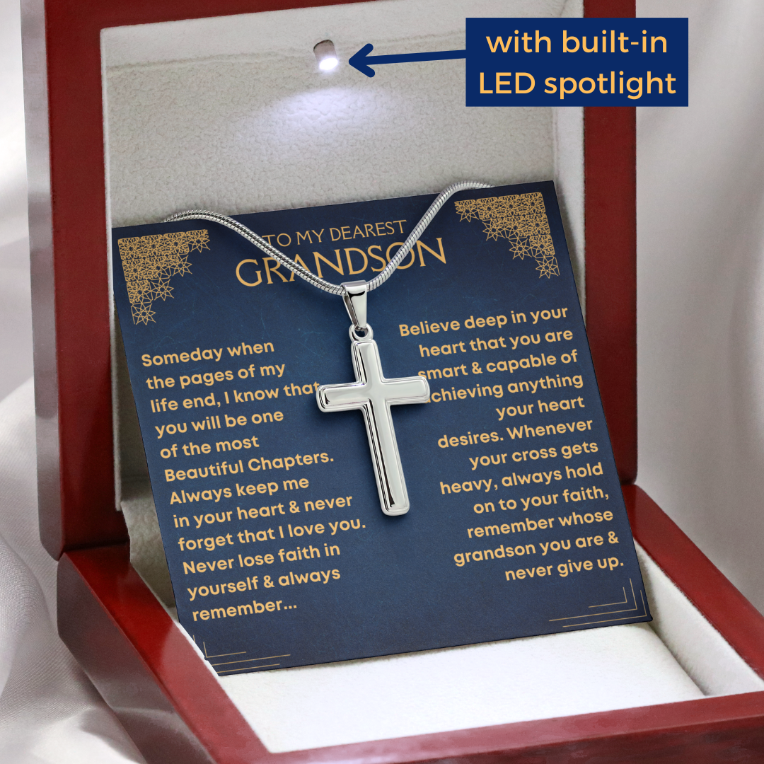 Grandson, Never Give Up - Cross Necklace (GS64-UGC)