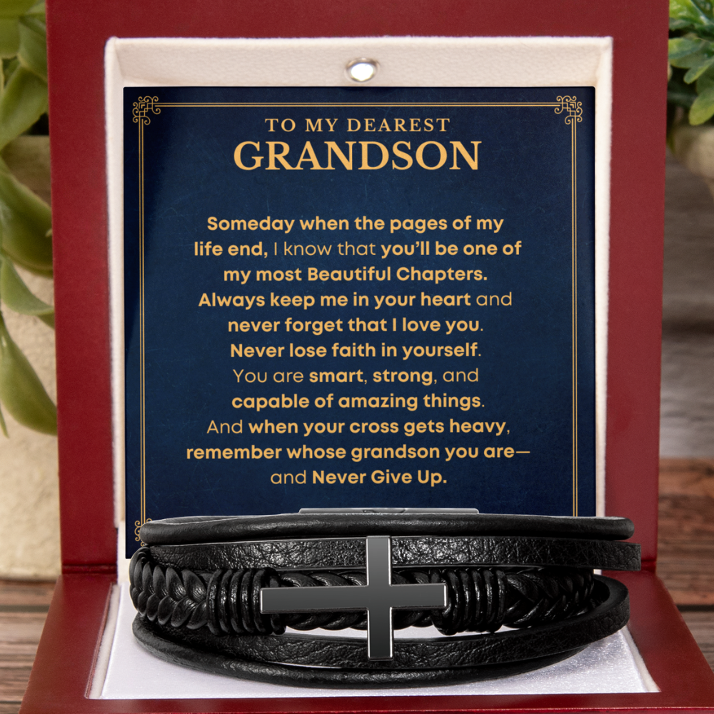 To My Grandson – Never Lose Faith Cross Bracelet (GS76)