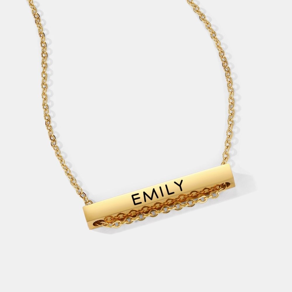Name Bar Necklace - Heart of The Family