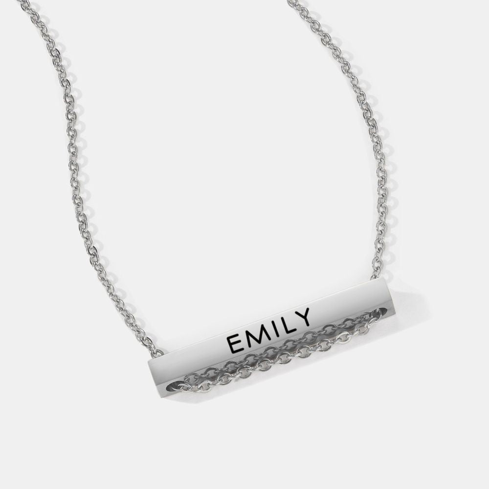 Name Bar Necklace - Heart of The Family