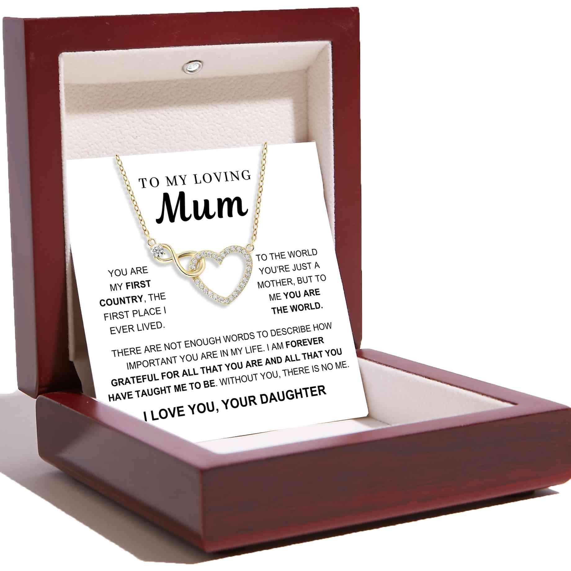 To My Mum – Infinity Heart Necklace & Card