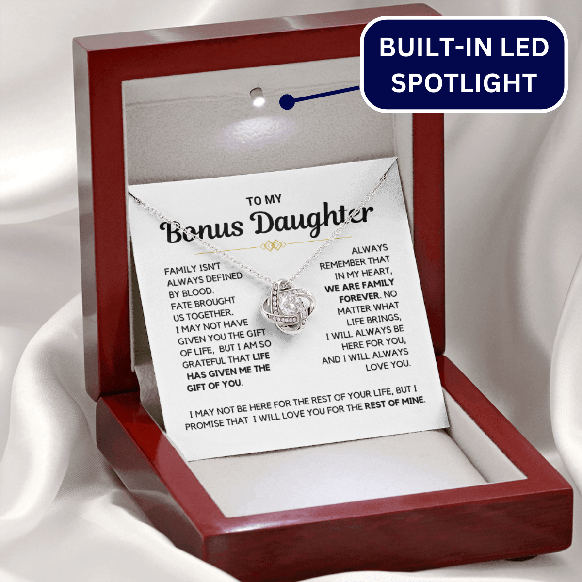Bonus Daughter - "Family Forever" Love Knot Necklace Gift Set