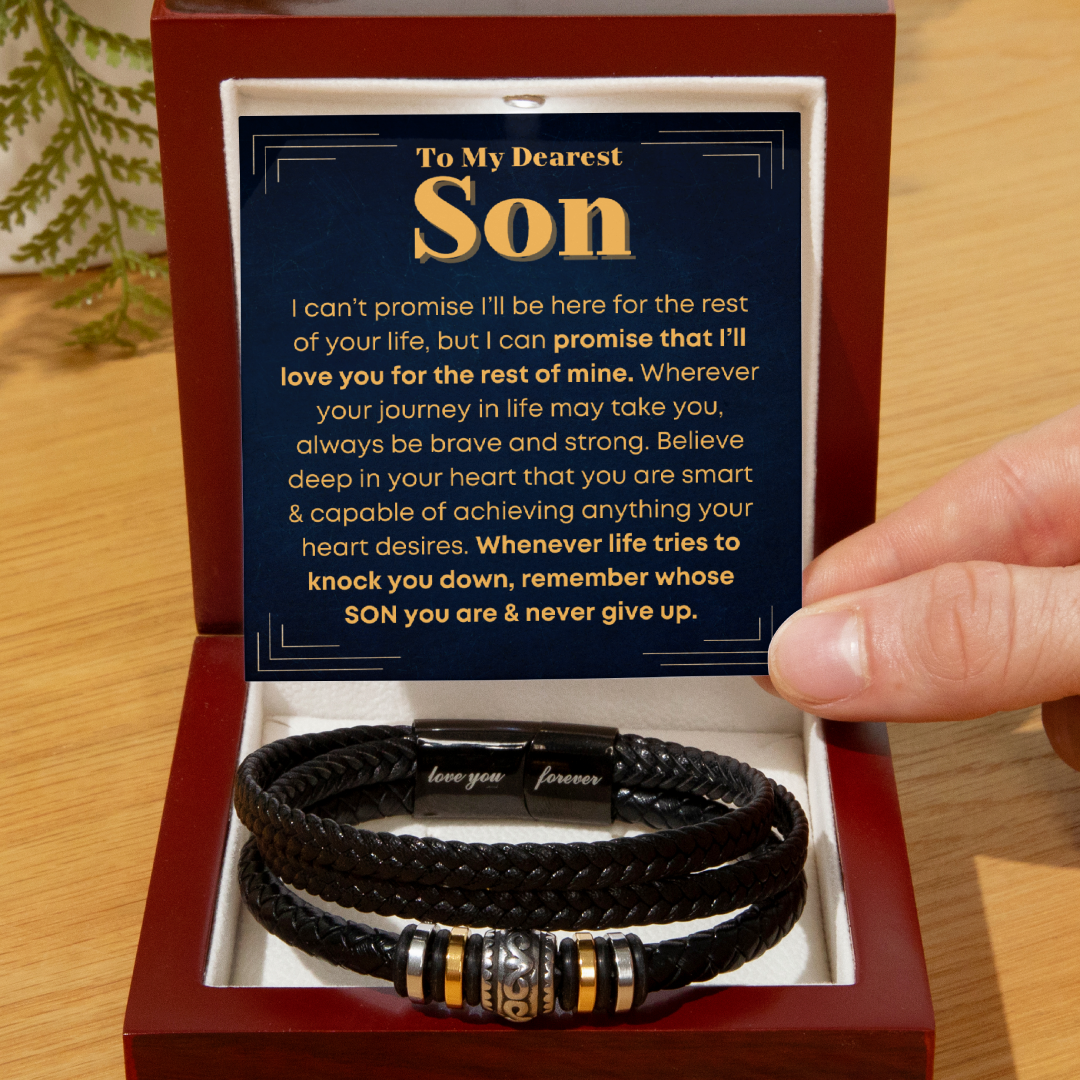 Son, Never Give Up - Leather Bracelet (S35)