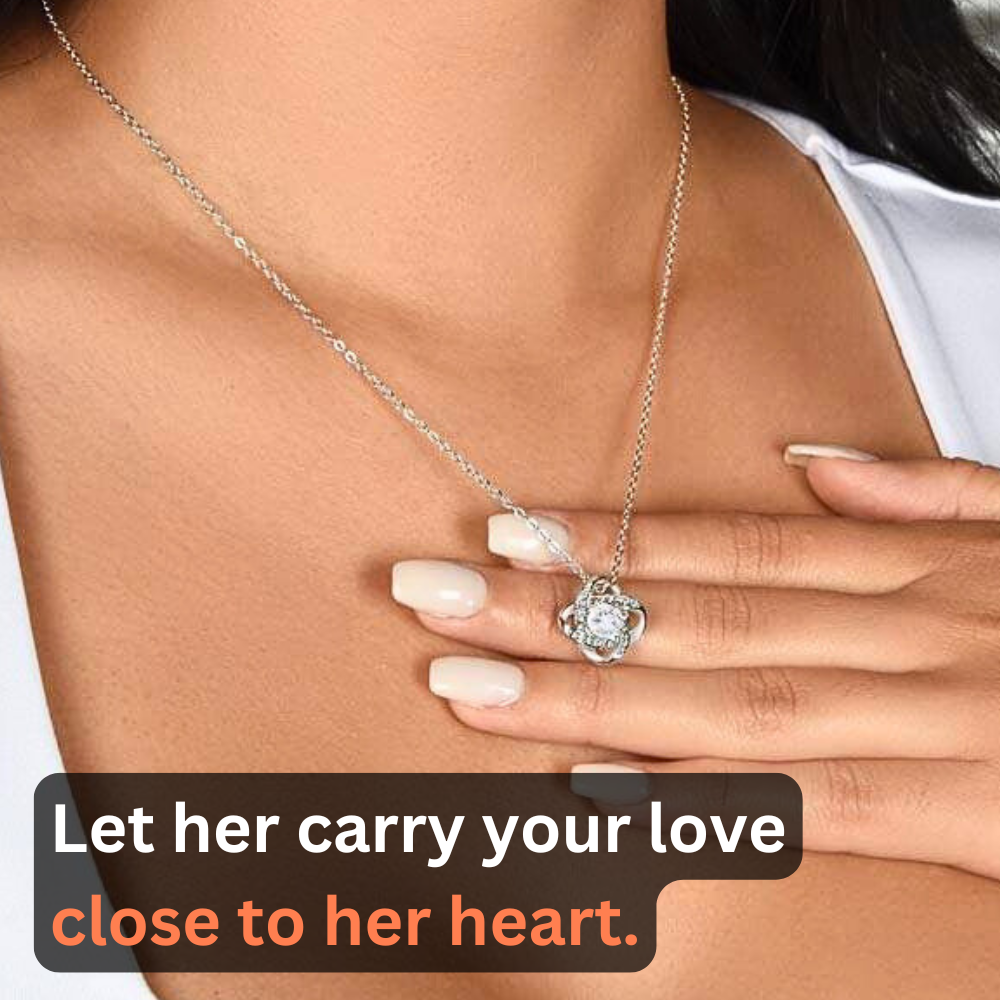 To My Bonus Daughter - "My Family Forever" Love Knot Necklace Gift Set - BD06