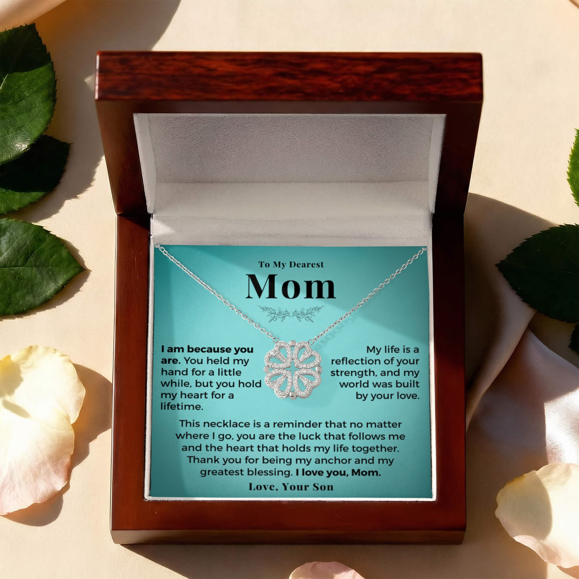 Gift For Mom - Magnetic Hearts Lucky Clover Necklace (MM19)