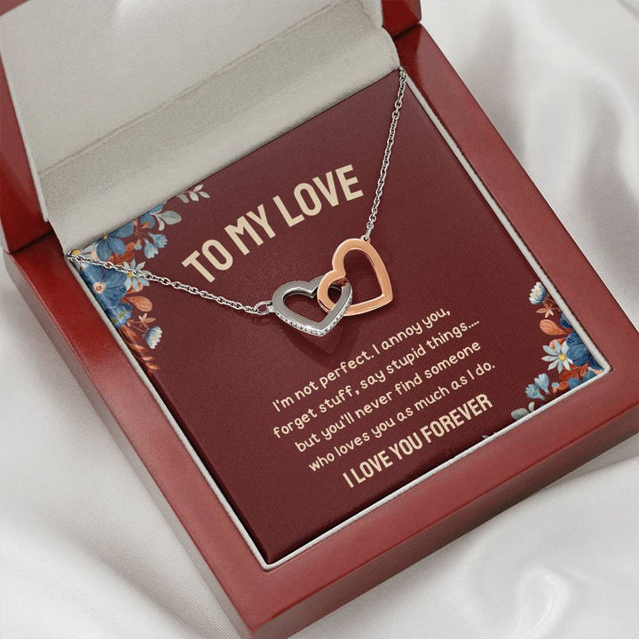To My Wife - I Love You Forever - Interlocking Heart Necklace
