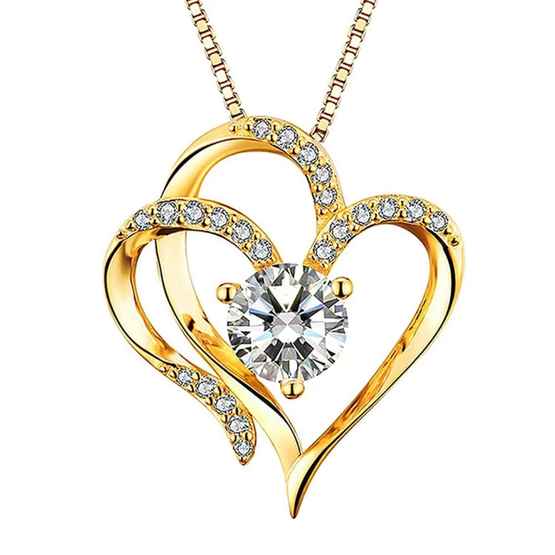 To My Soulmate- Double Heart Necklace- Represents The Bond With Her