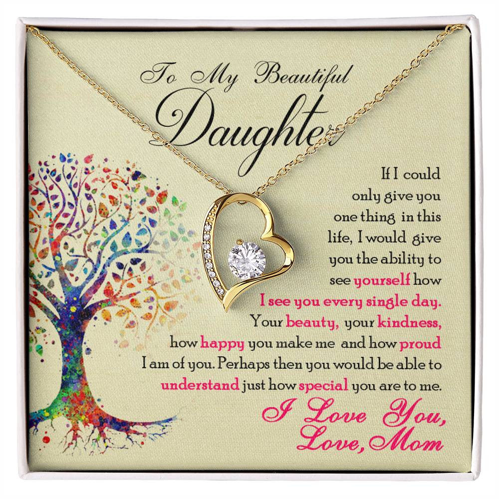 To My Daughter - See Yourself Through My Eyes, Love Mom Necklace Gift