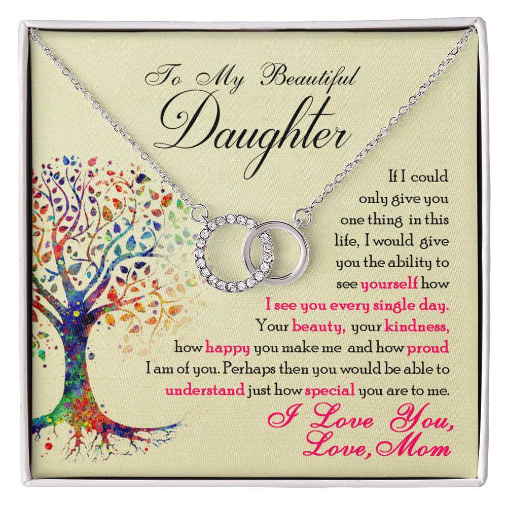 To My Daughter - See Yourself Through My Eyes, Love Mom Necklace Gift