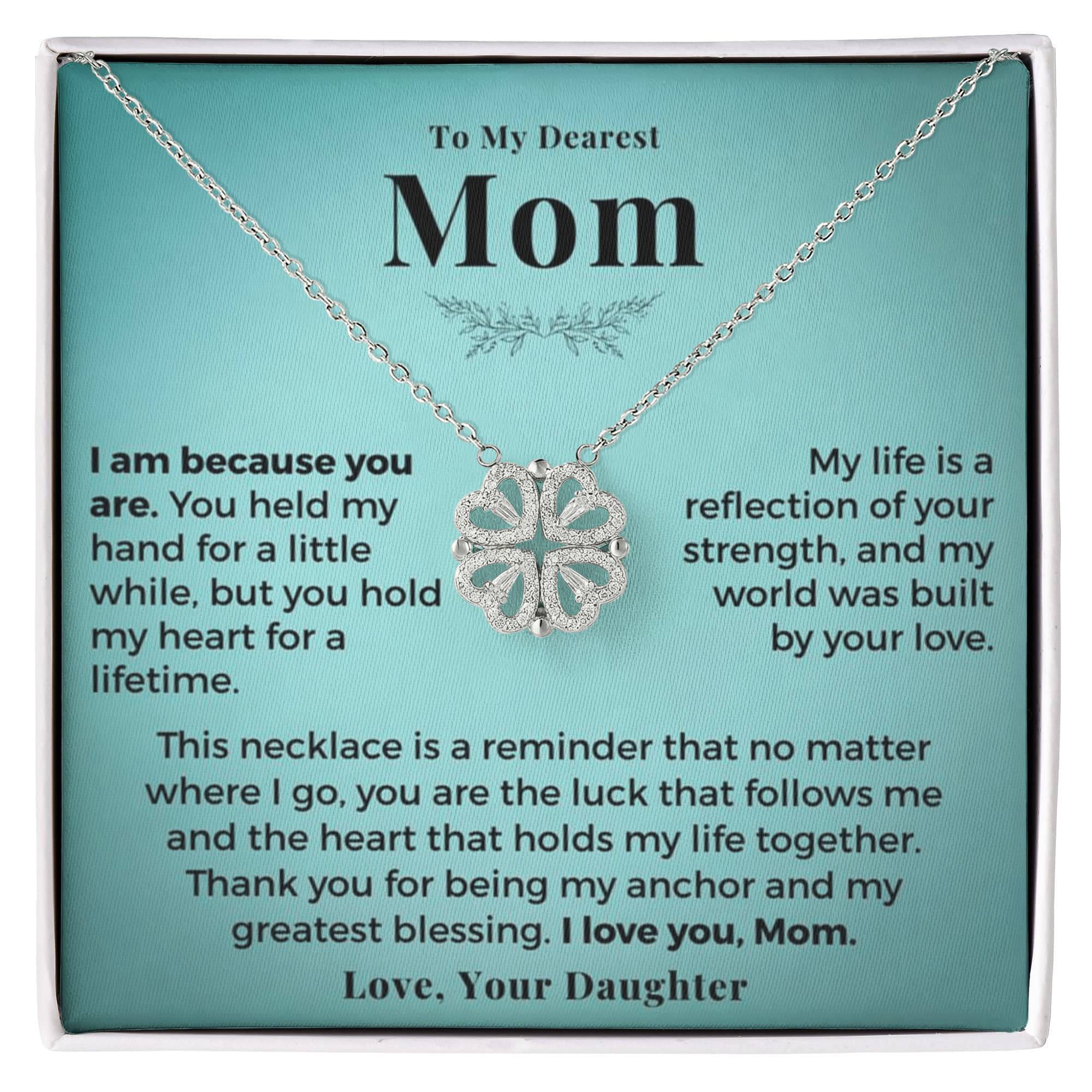 Gift For Mom - Magnetic Hearts Lucky Clover Necklace (MM19)