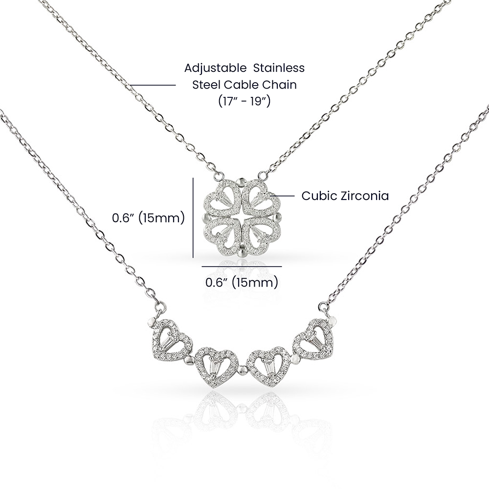 Gift For Mom - Magnetic Hearts Lucky Clover Necklace (MM19)