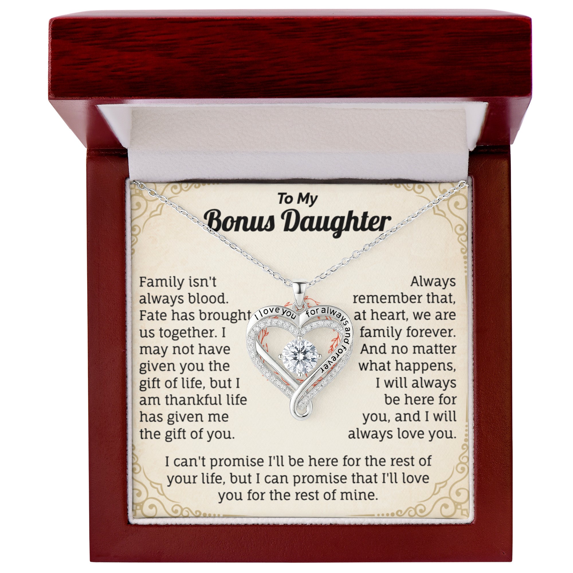 To My Bonus Daughter Love You Always Necklace.